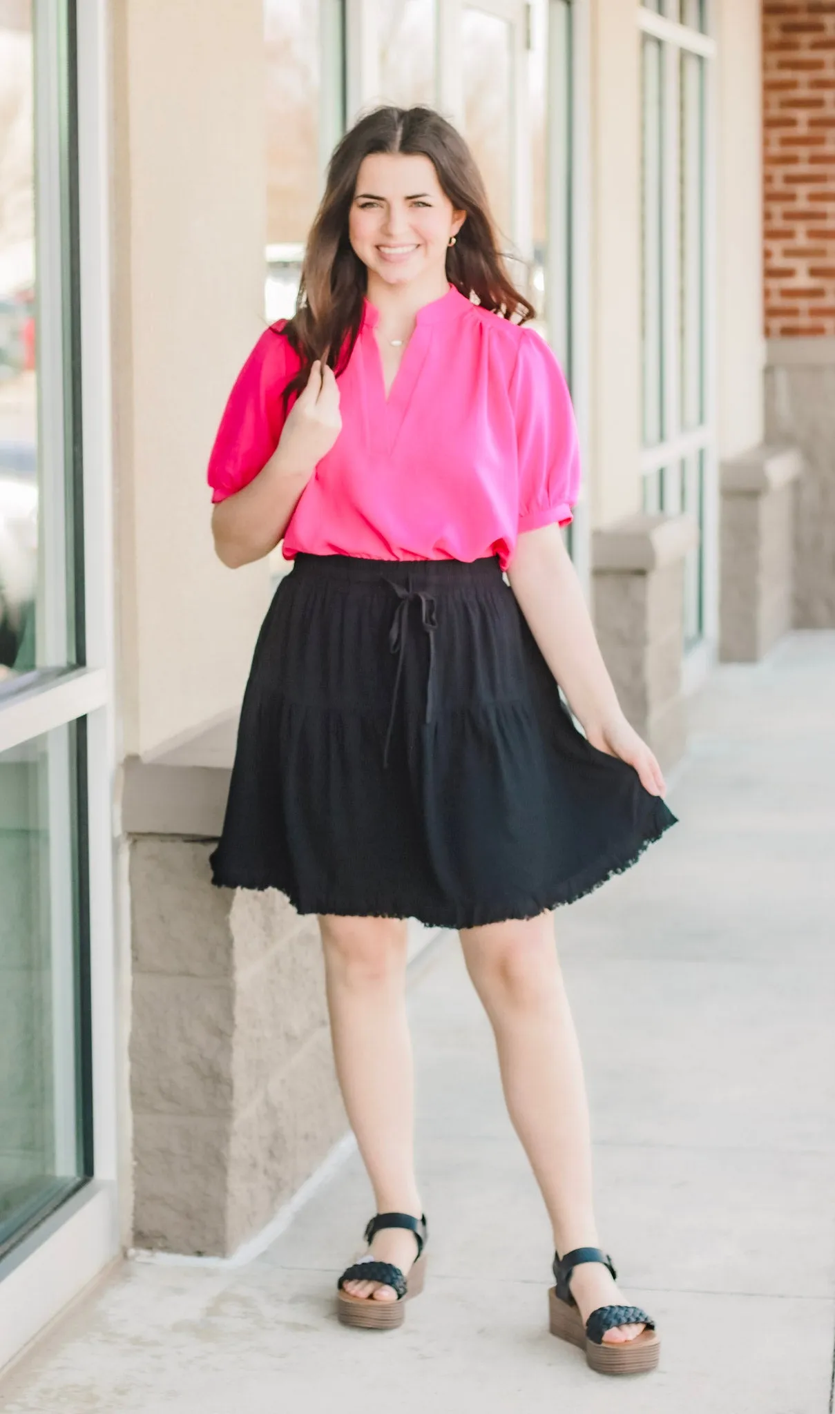 Ready to Work Blouse in Hot Pink