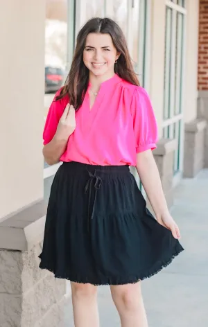 Ready to Work Blouse in Hot Pink