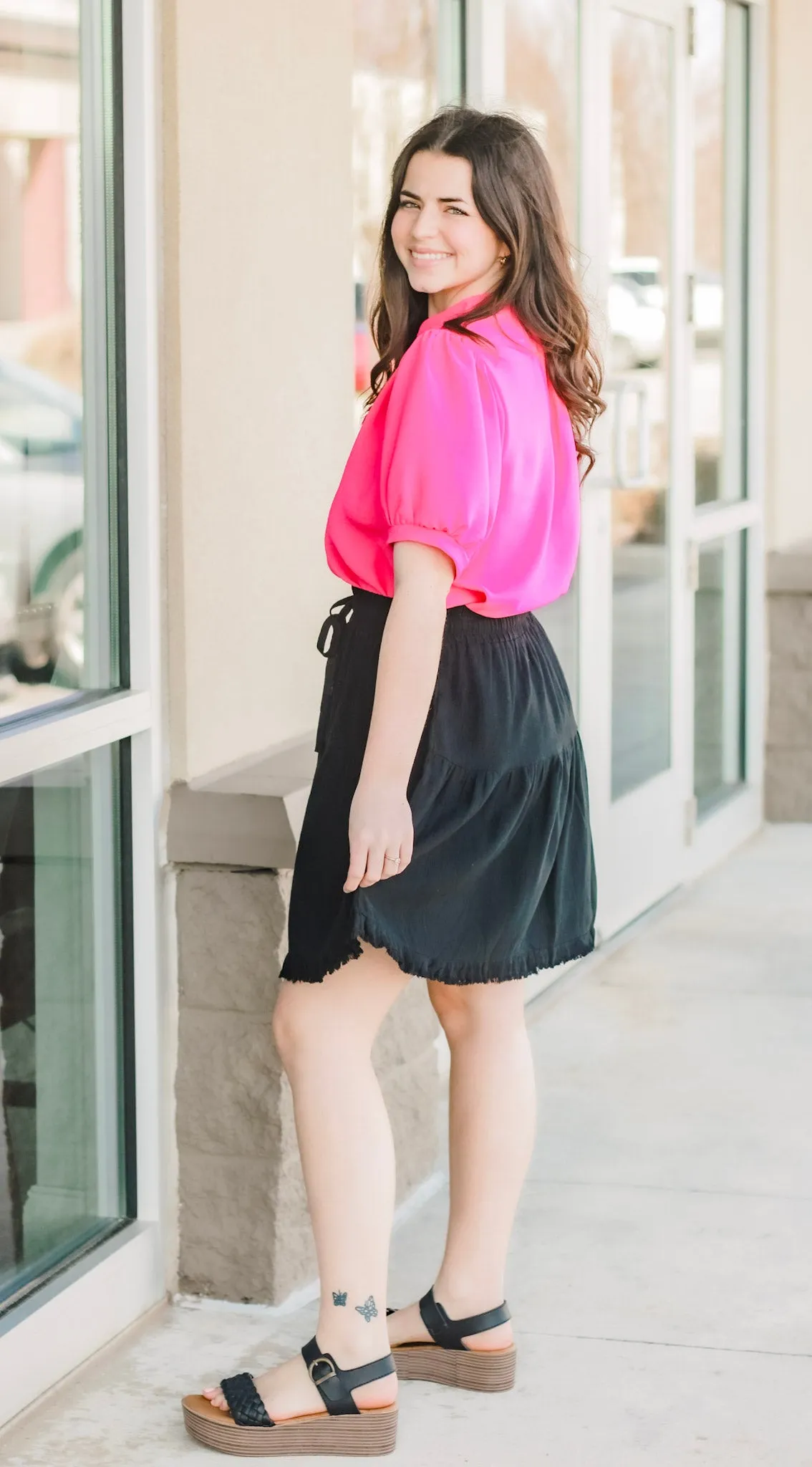 Ready to Work Blouse in Hot Pink