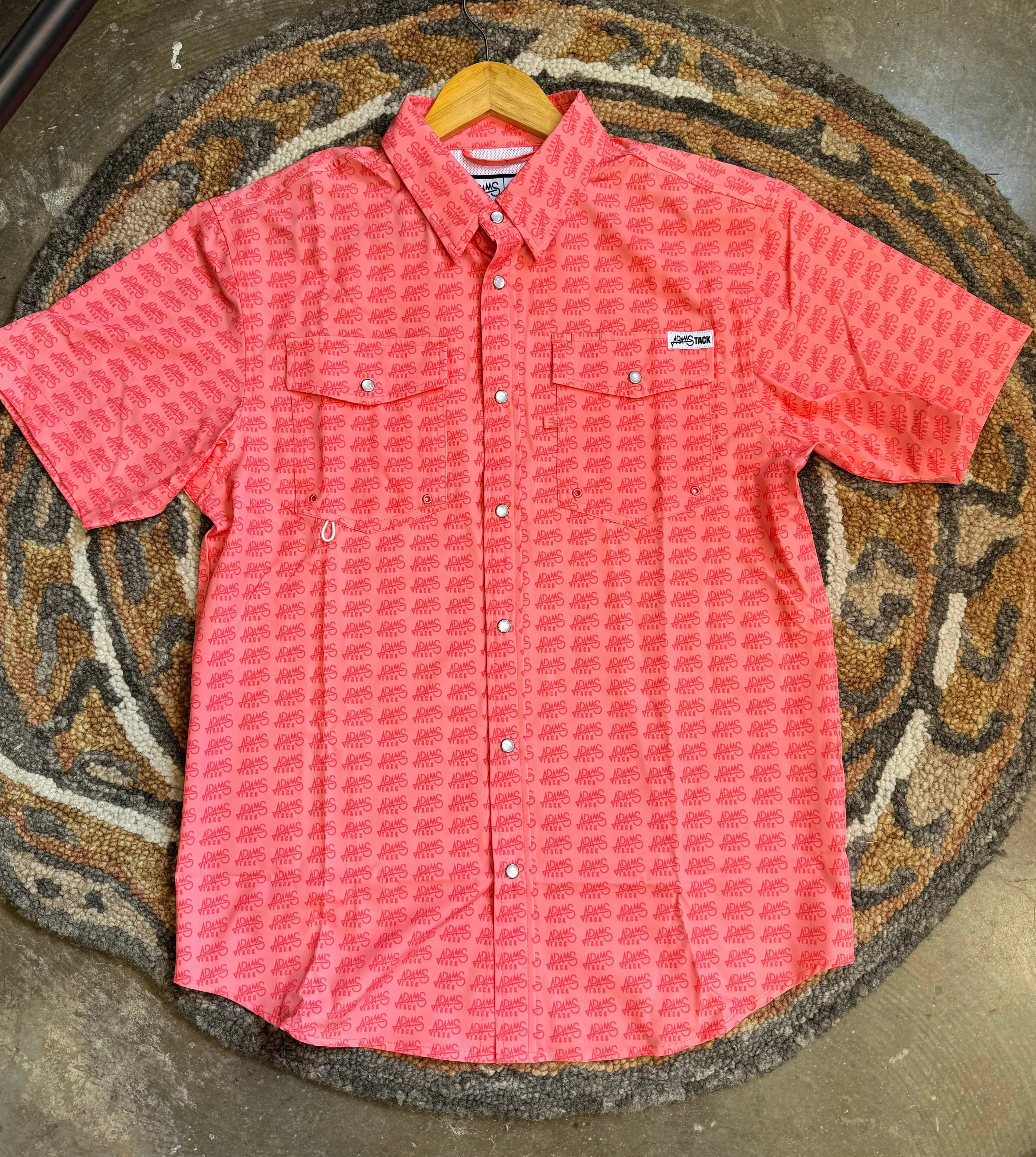 Red Adams Tack Logo Fishing Shirt