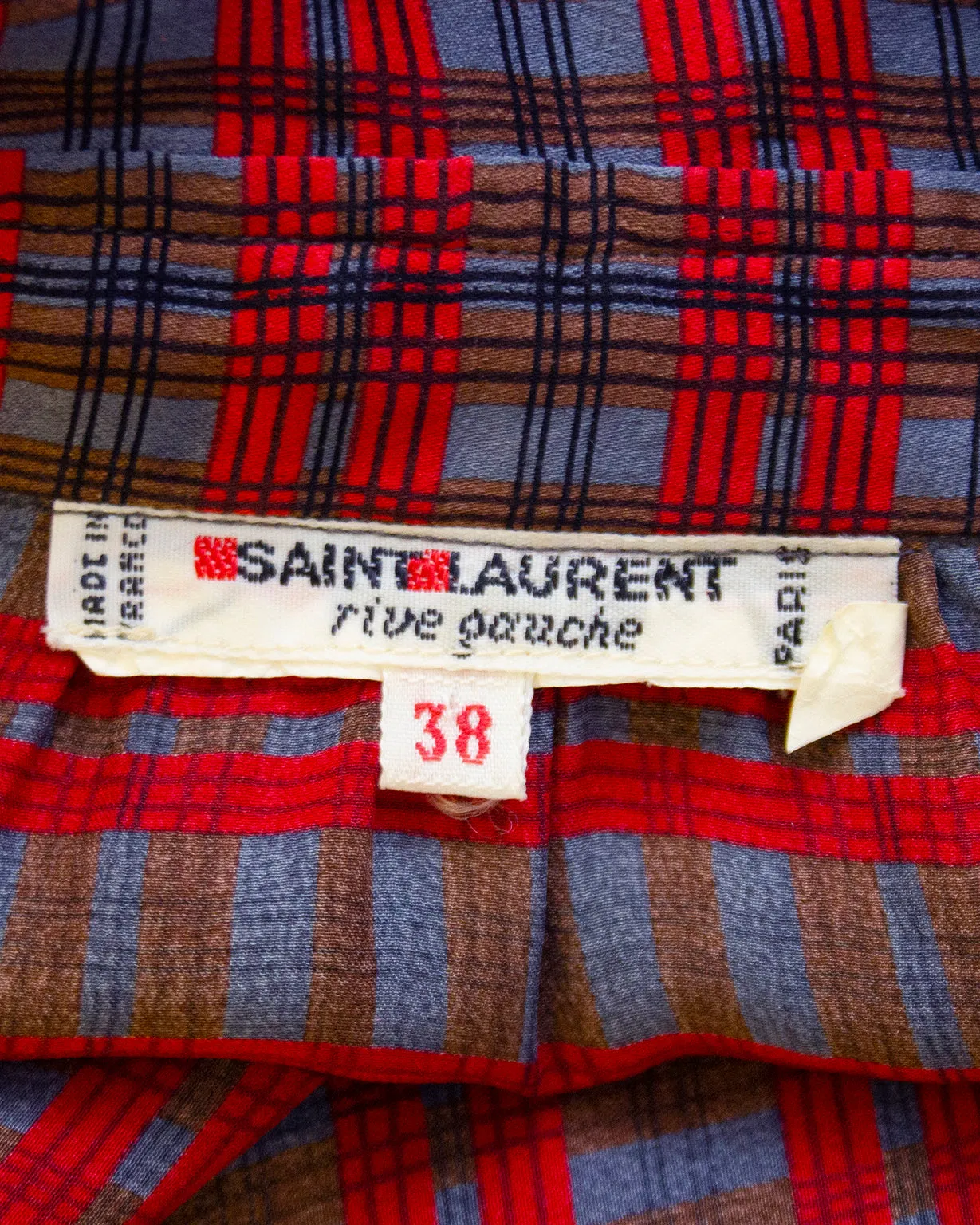 Red, Blue and Brown Tartan Pussy Bow Blouse