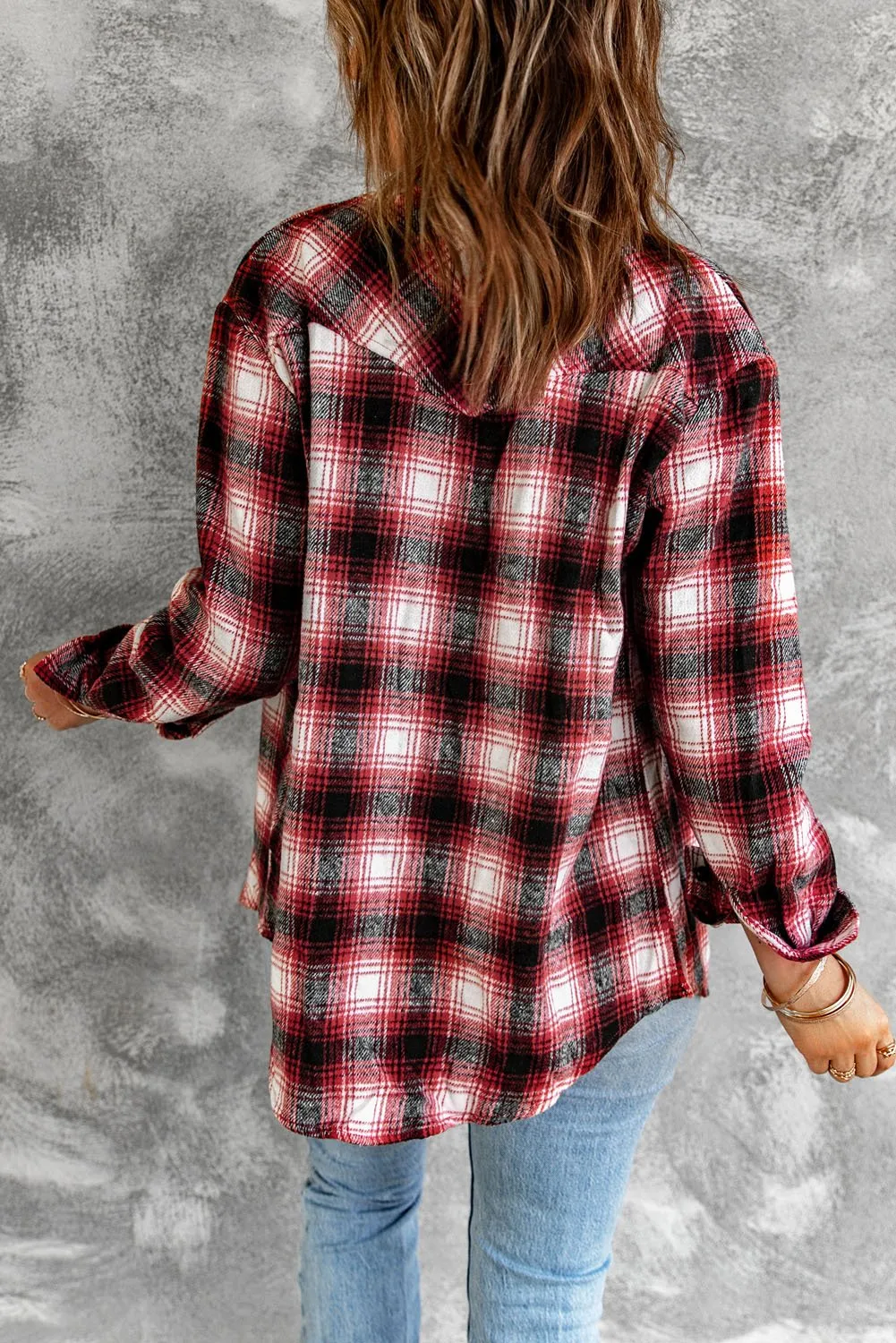 Red Buttons Plaid Shacket