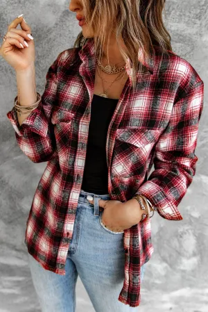 Red Buttons Plaid Shacket