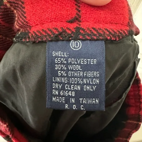 Red Plaid Wool Skirt with Matching Scraf size 10