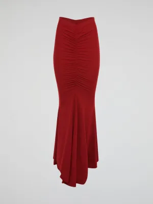 Red Ruched Mermaid Skirt