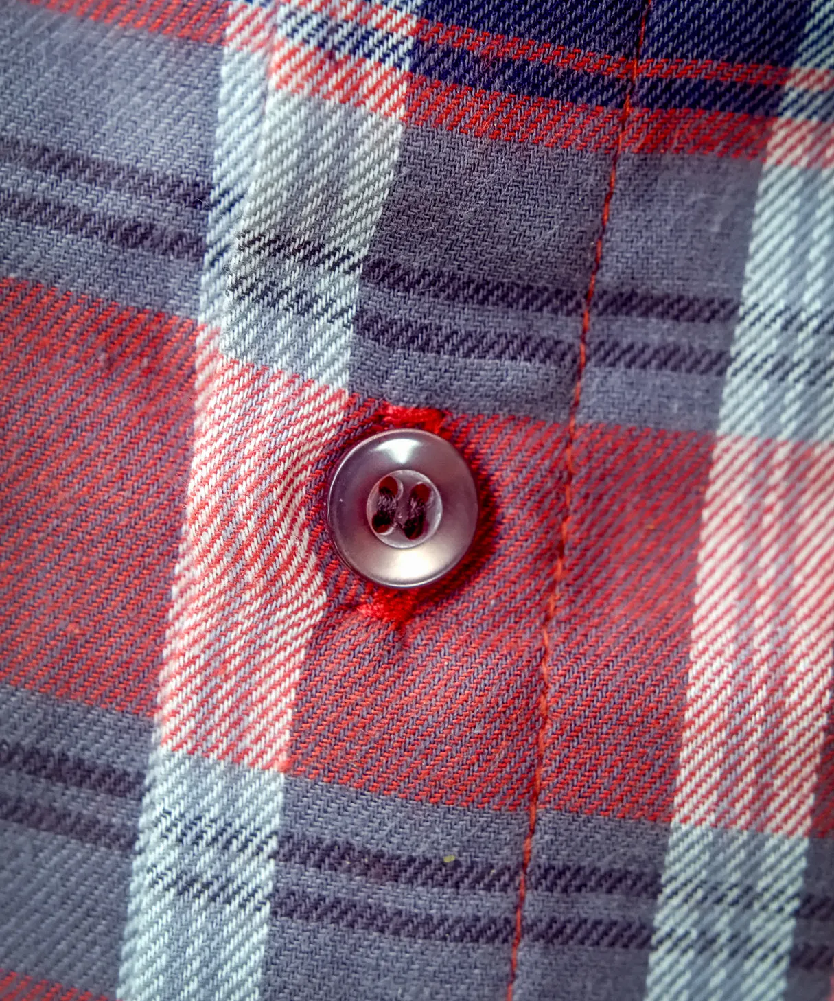 Redish-Orange and Gray Buffalo Plaid Button Up