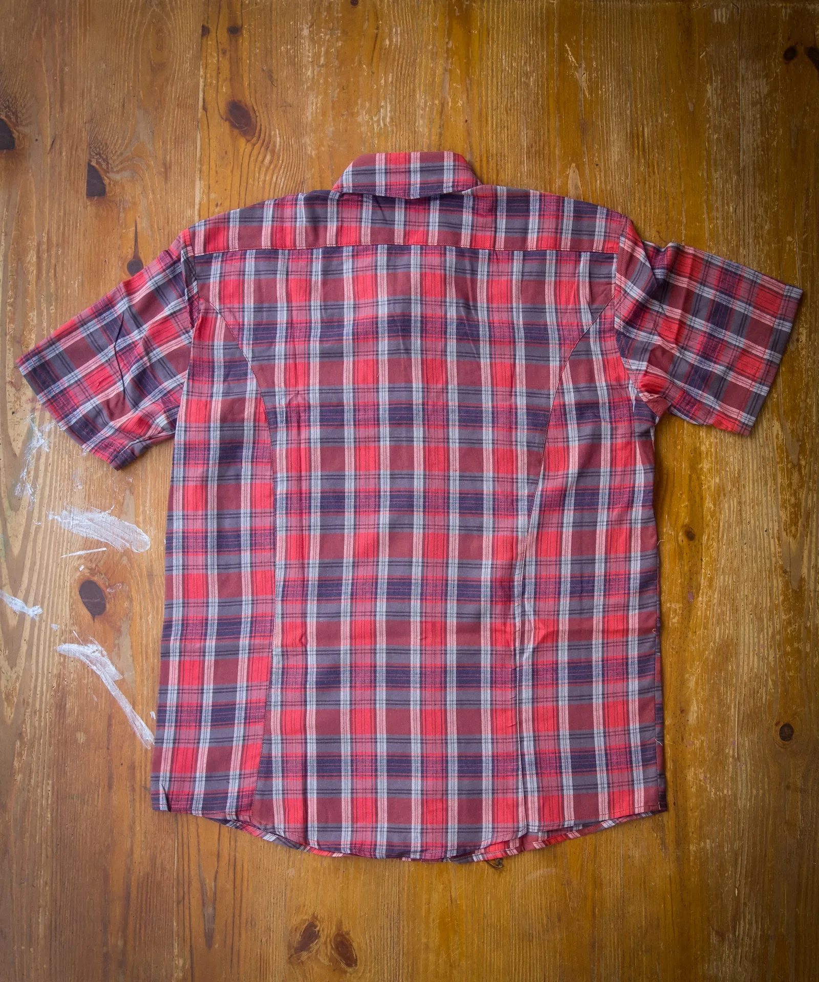 Redish-Orange and Gray Buffalo Plaid Button Up