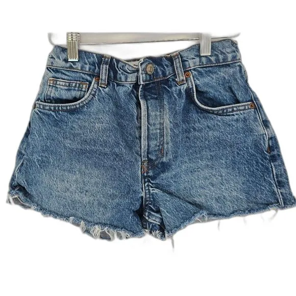 REFORMATION DESTRESSED DENIM SHORT SHORTS
