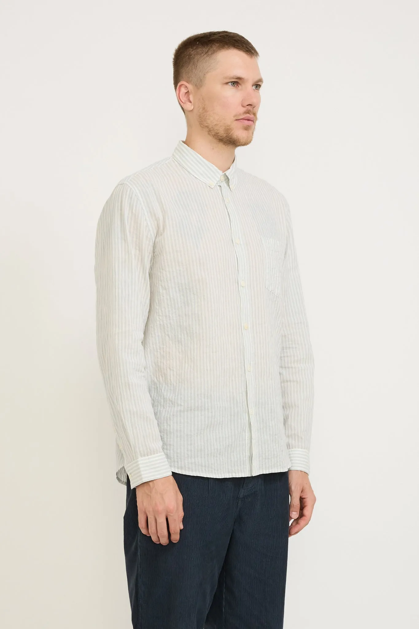 Relaxed Fit Shirt Ice Blue Textured Stripe