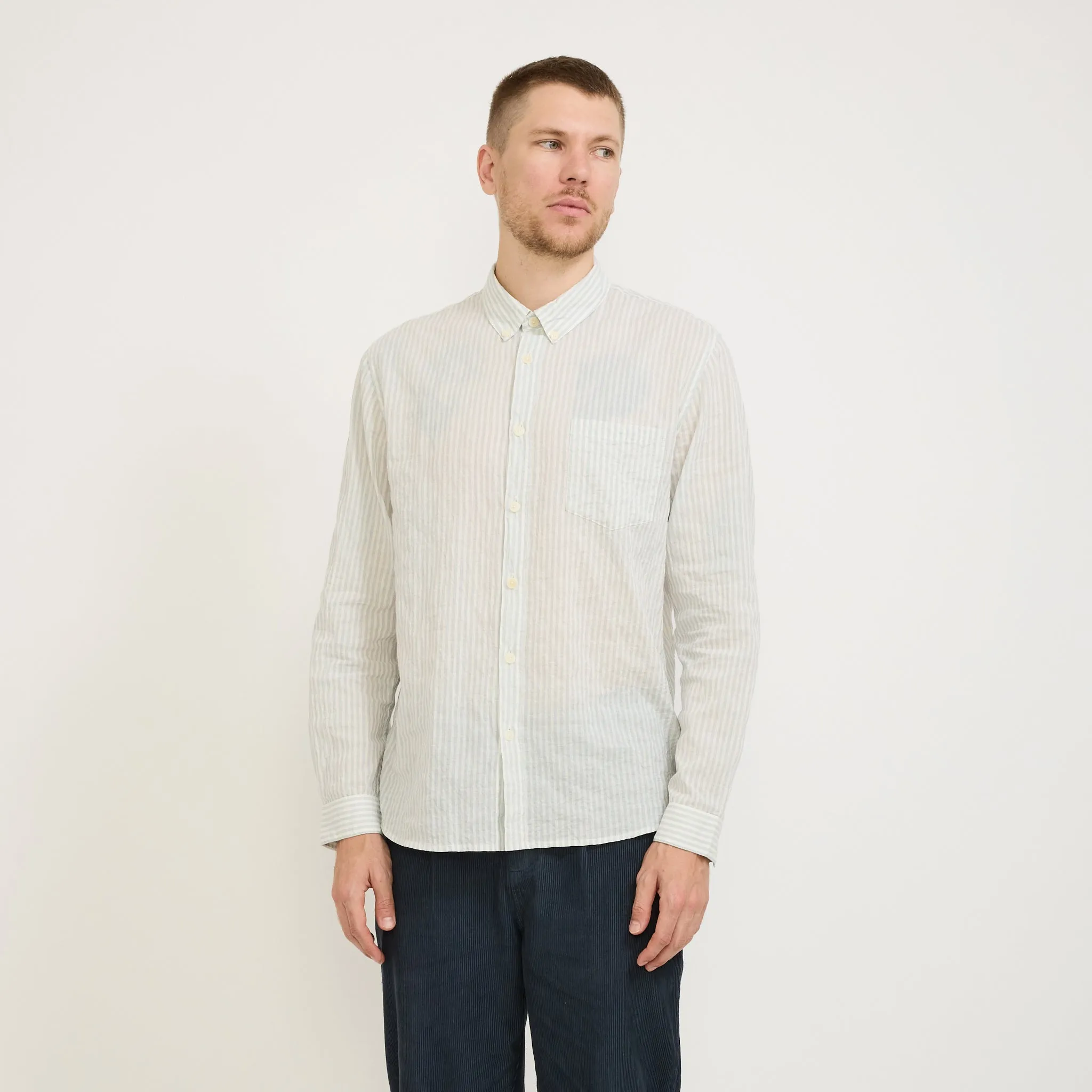Relaxed Fit Shirt Ice Blue Textured Stripe