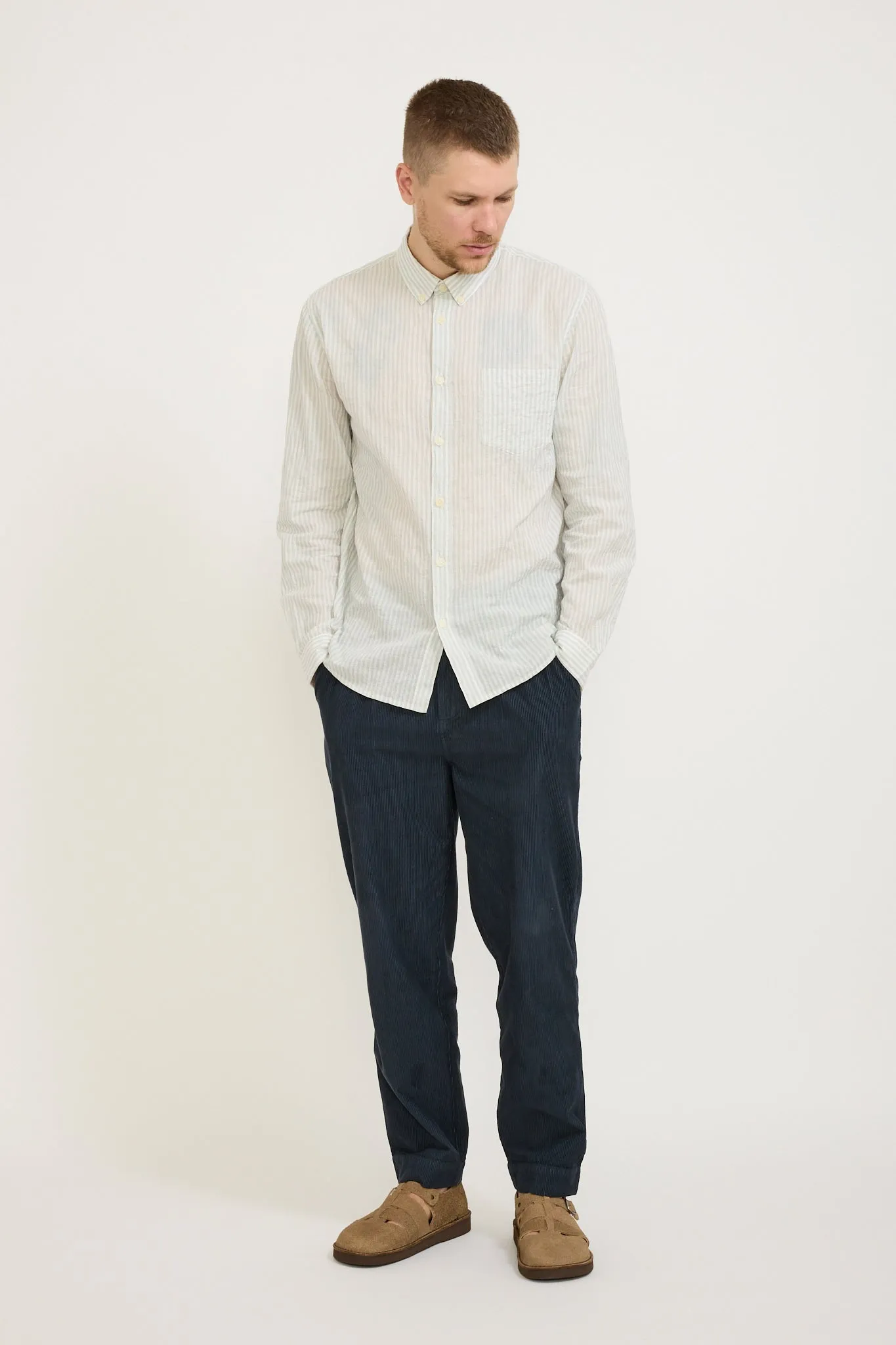 Relaxed Fit Shirt Ice Blue Textured Stripe