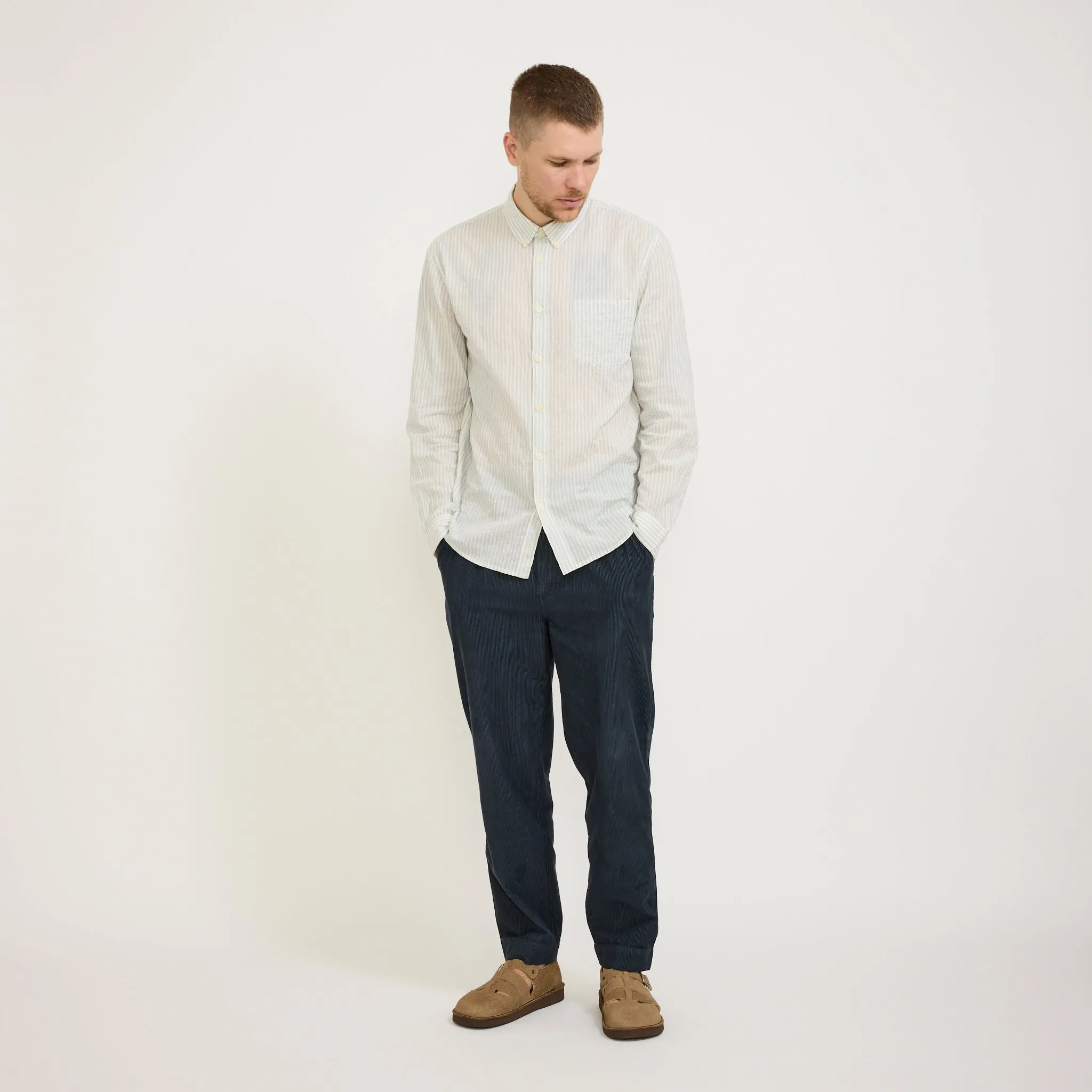 Relaxed Fit Shirt Ice Blue Textured Stripe