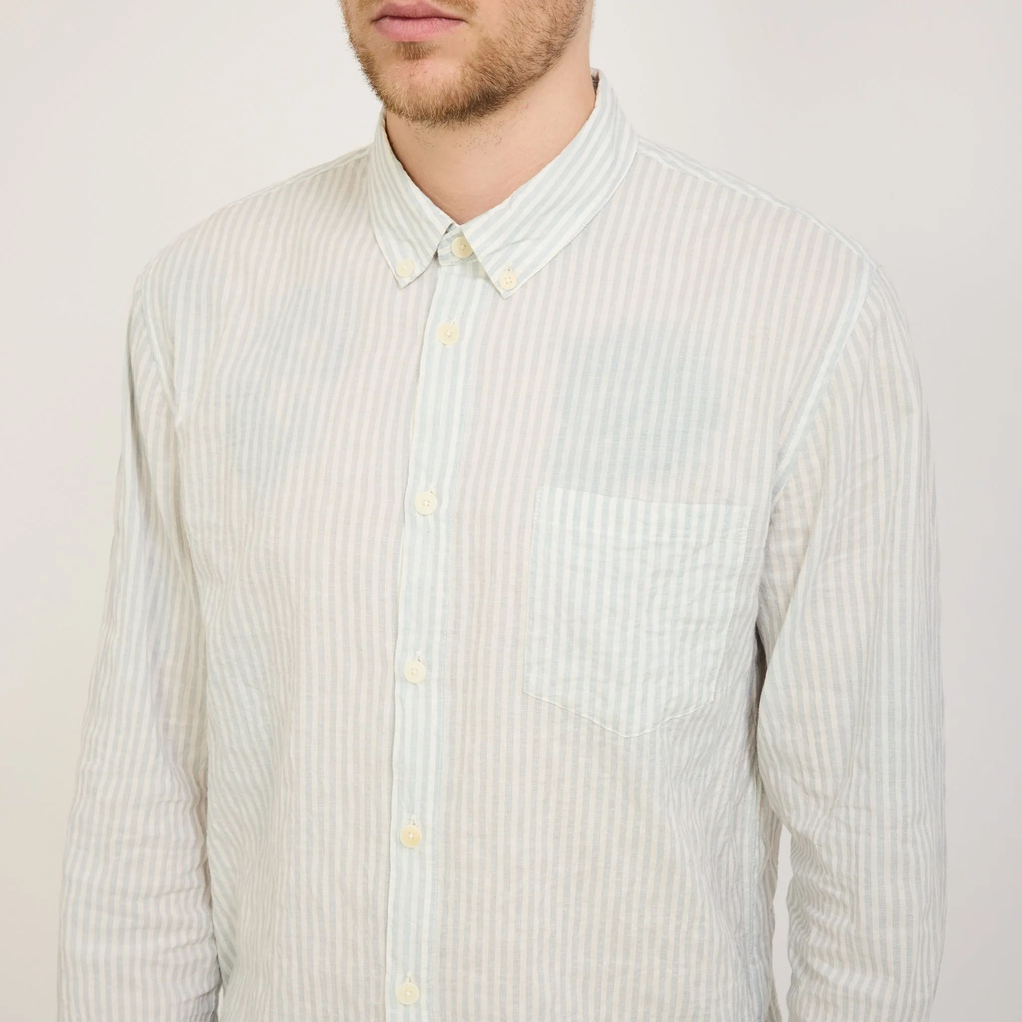 Relaxed Fit Shirt Ice Blue Textured Stripe