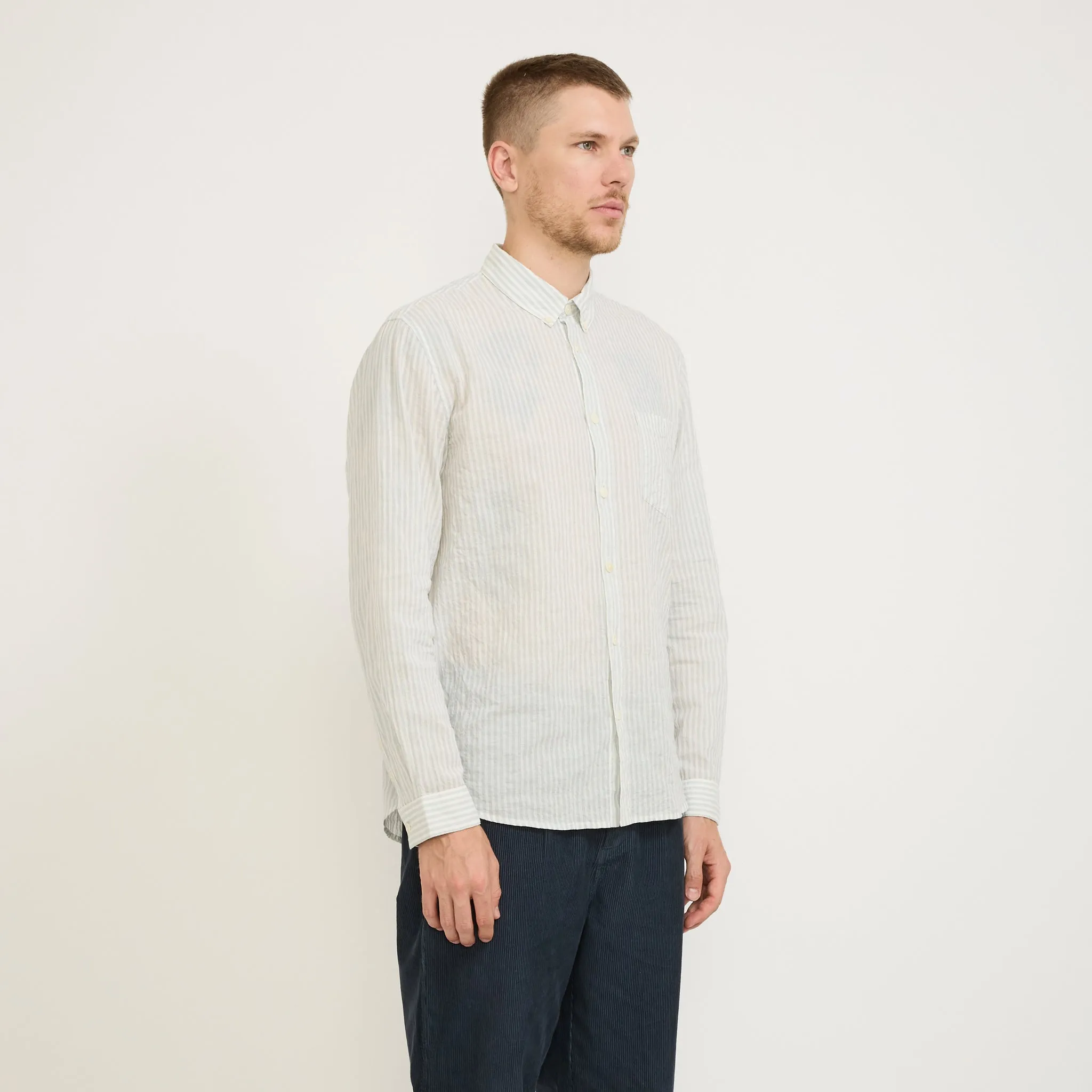 Relaxed Fit Shirt Ice Blue Textured Stripe