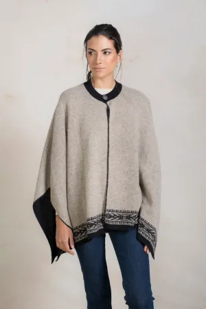 Remi Poncho Baby Alpaca Color Black&Fawn