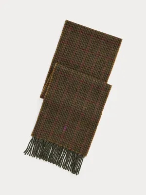 REVERSIBLE PLAID WOOL-BLEND SCARF Grønn