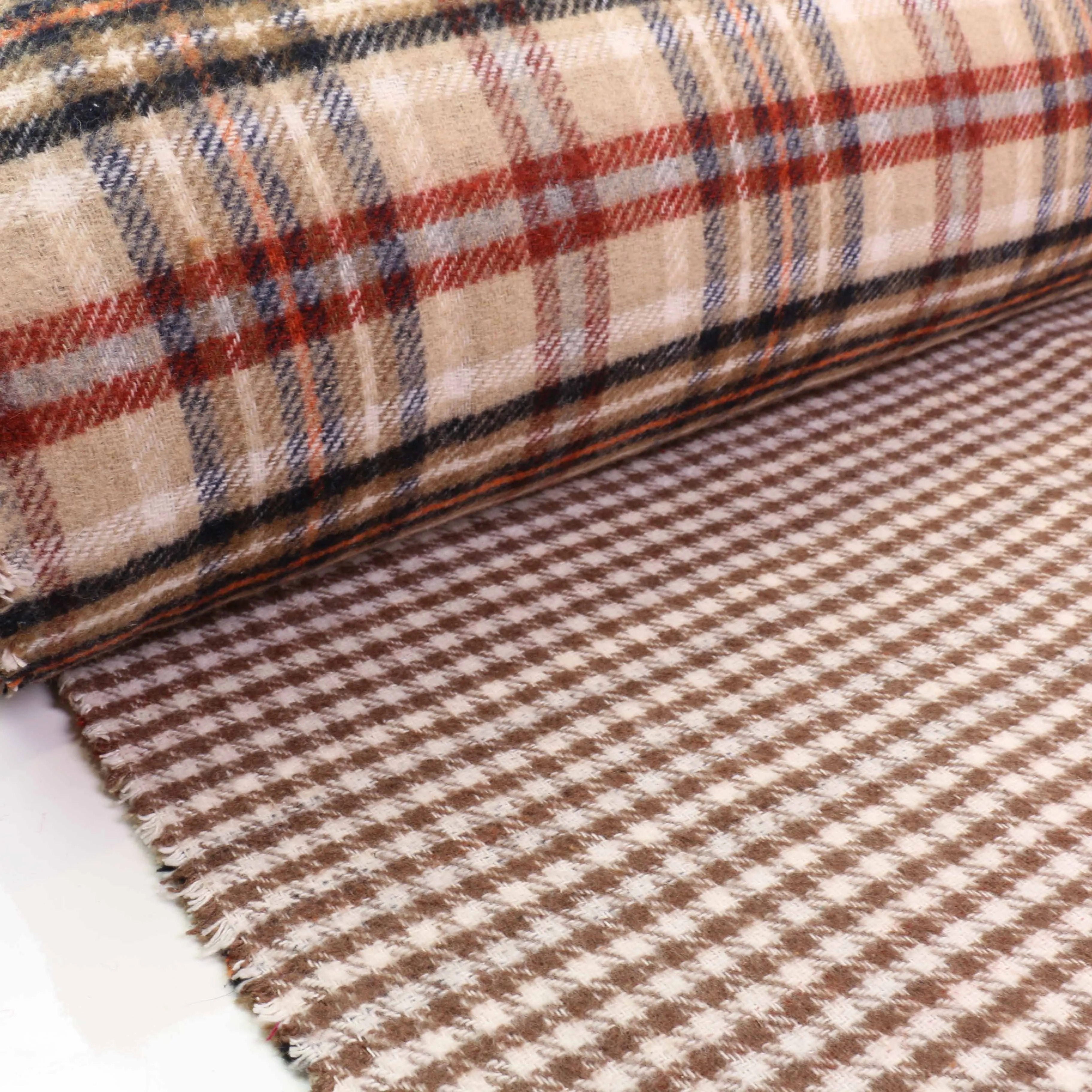 Reversible Wool Coating - Brown, Green, Beige