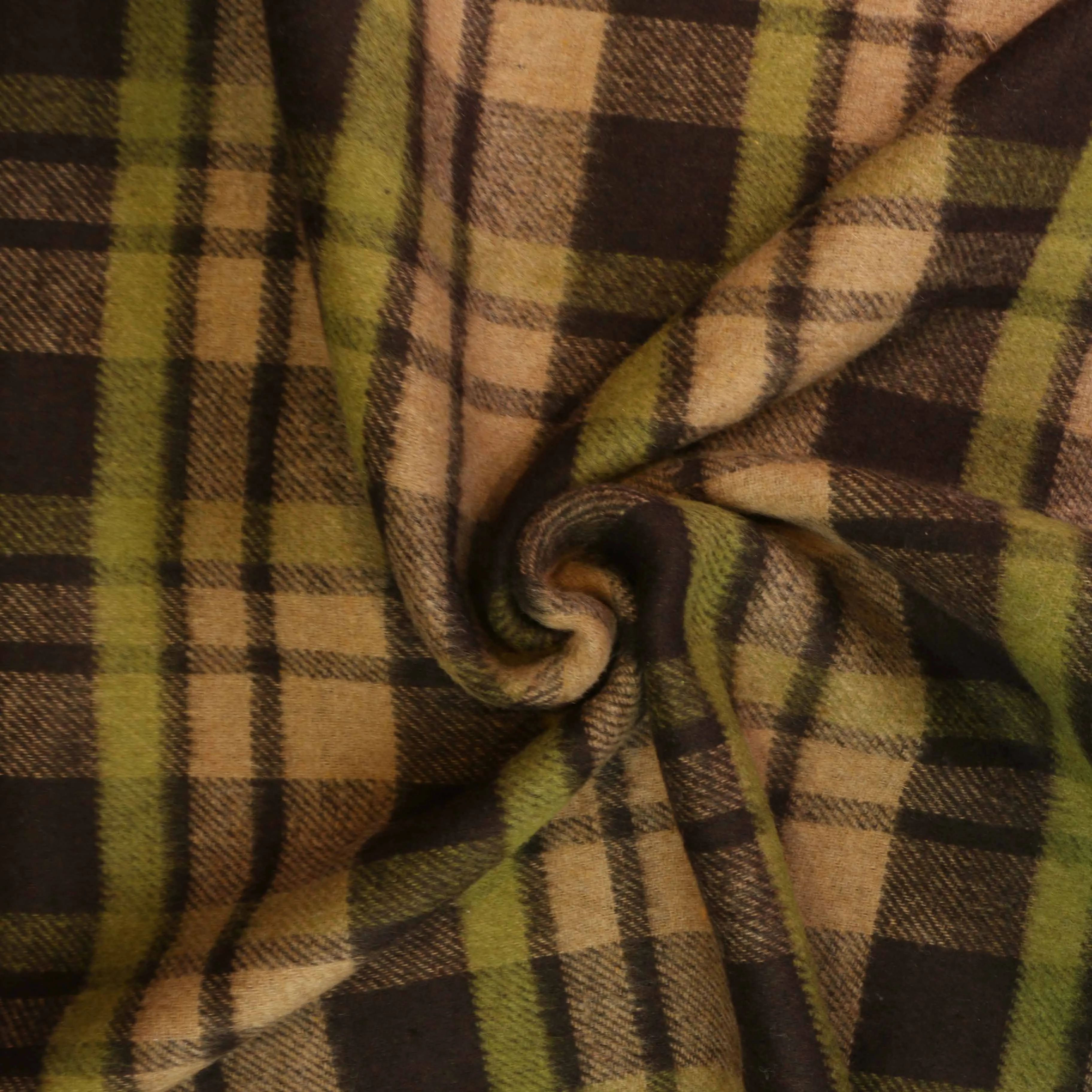 Reversible Wool Coating - Brown, Green, Beige