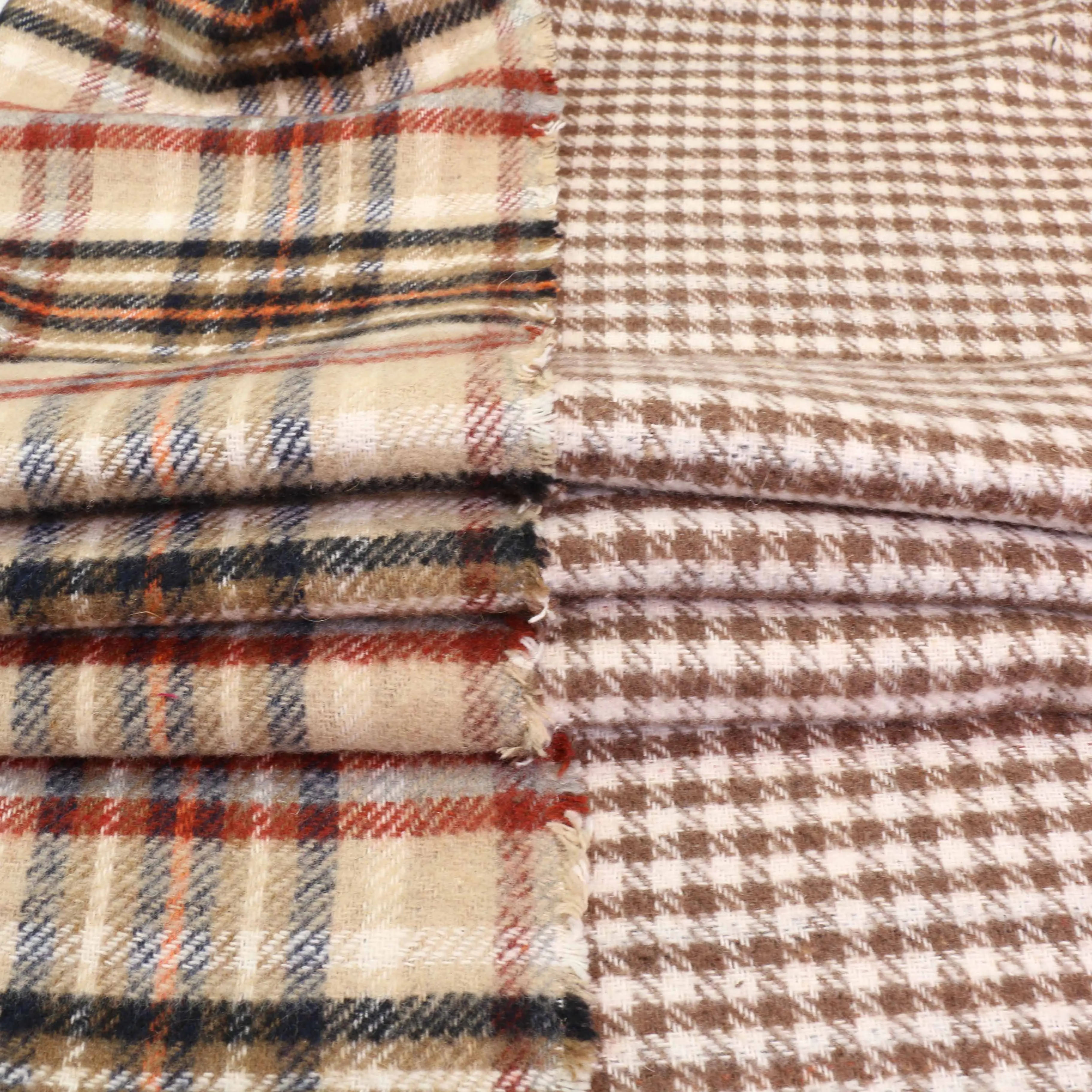 Reversible Wool Coating - Brown, Green, Beige