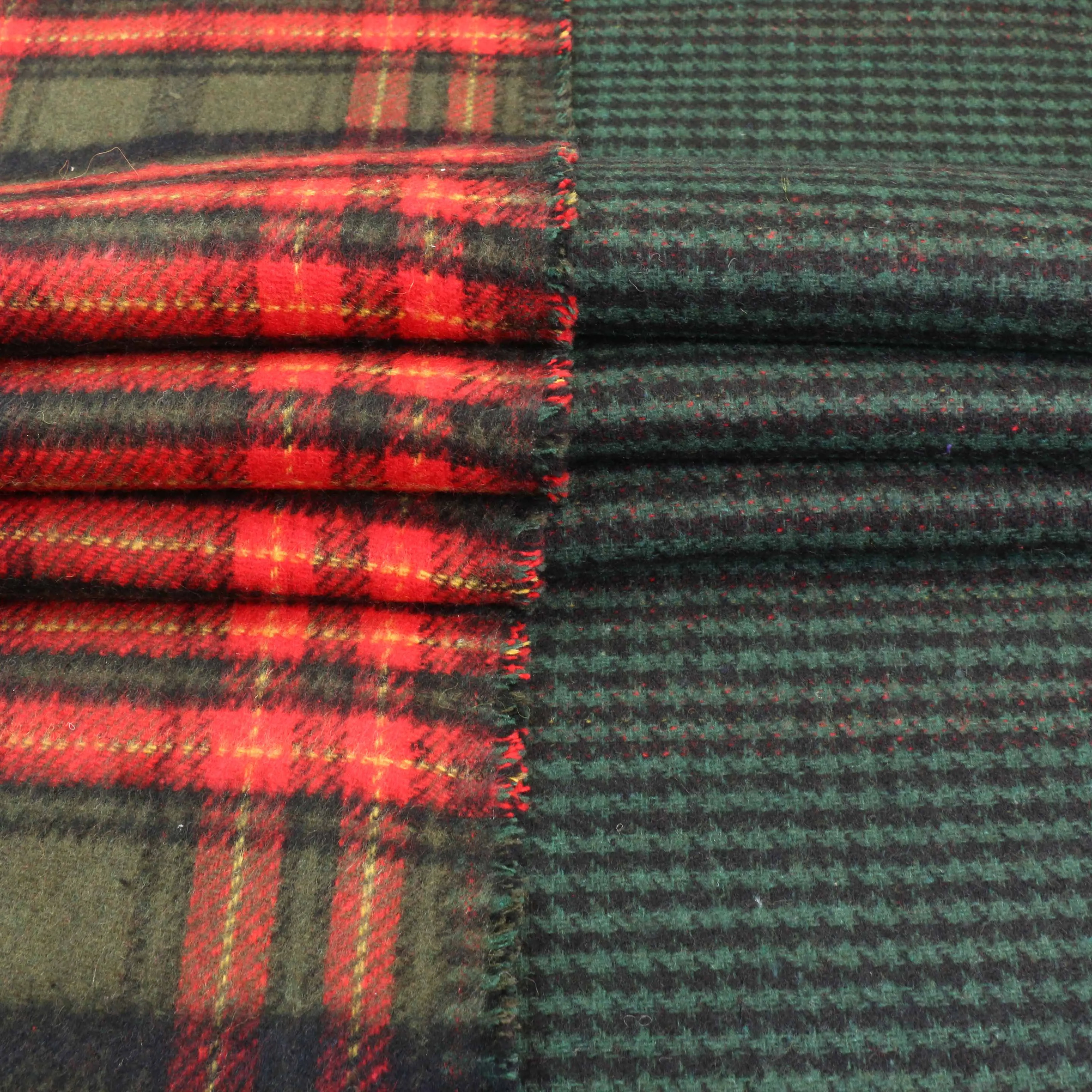 Reversible Wool Coating - Brown, Green, Beige