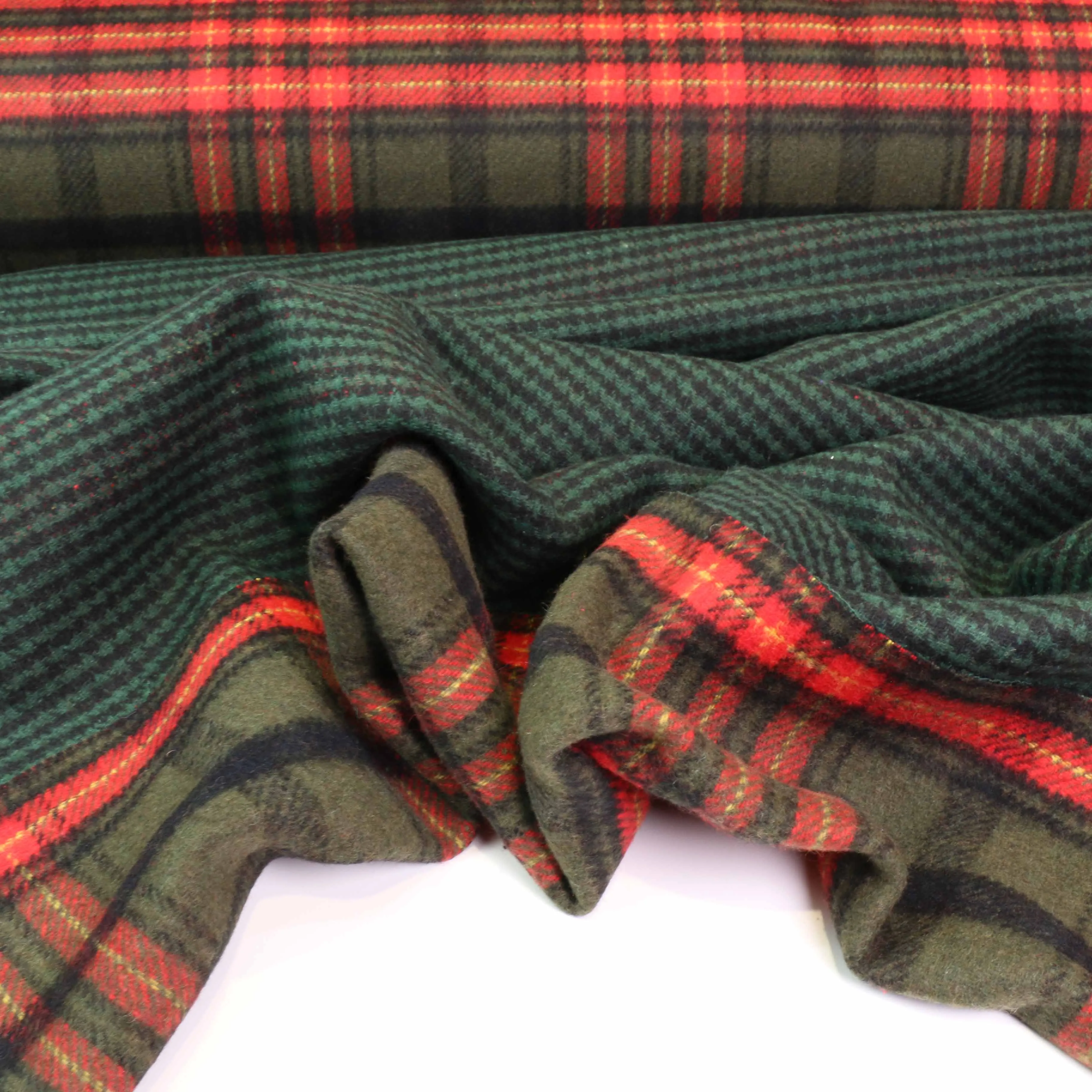 Reversible Wool Coating - Brown, Green, Beige