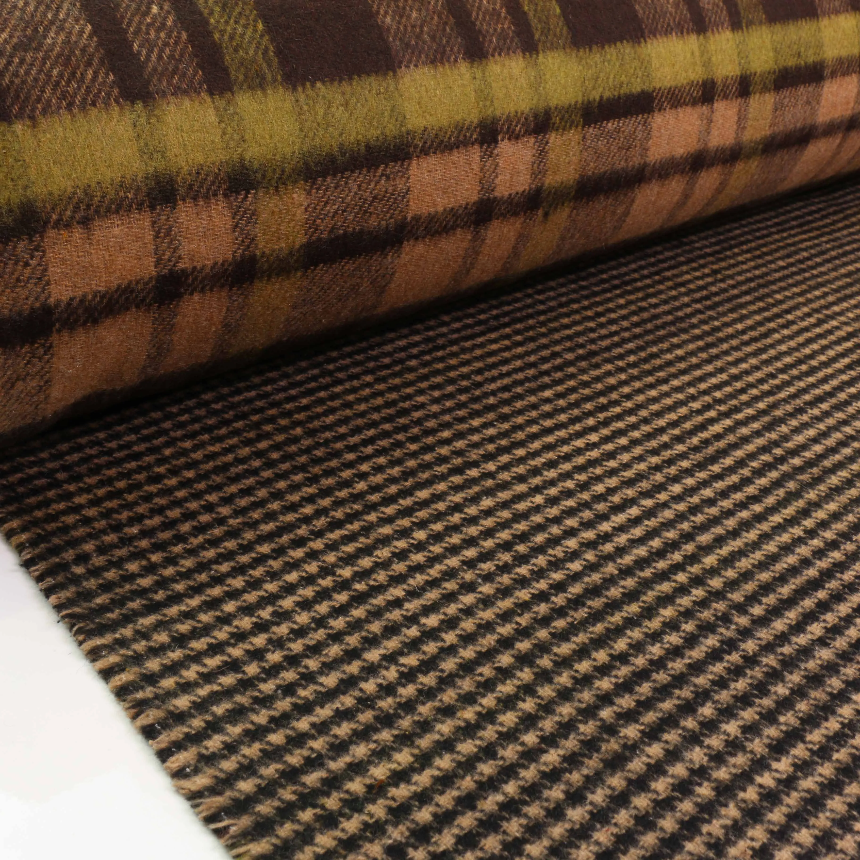 Reversible Wool Coating - Brown, Green, Beige