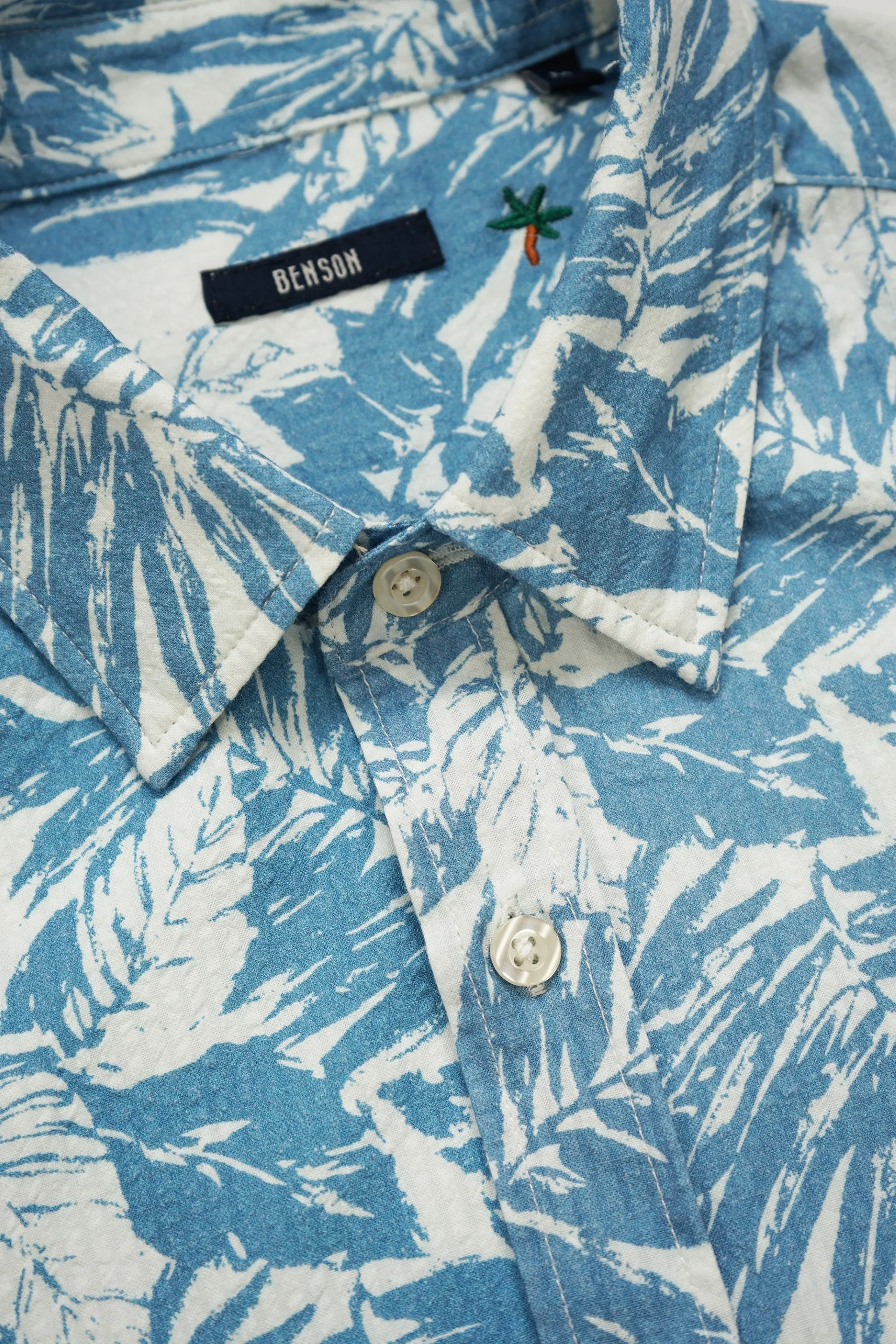 Reynolds Seersucker Blue Leaves Shirt