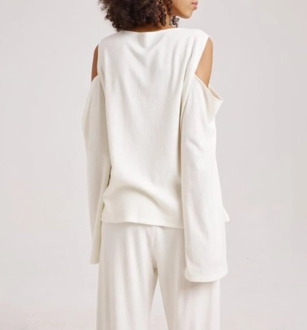 RIBBED COLD-SHOULDER TOP