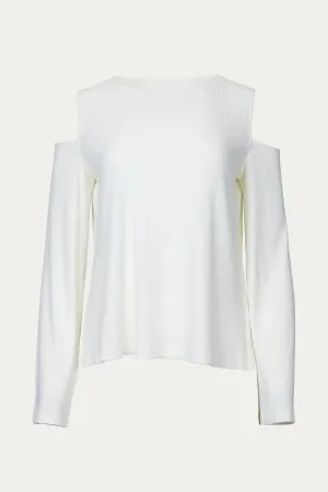 RIBBED COLD-SHOULDER TOP