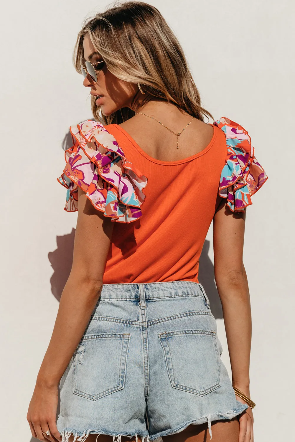 Ribbed Knit Tiered Ruffled Bodysuit