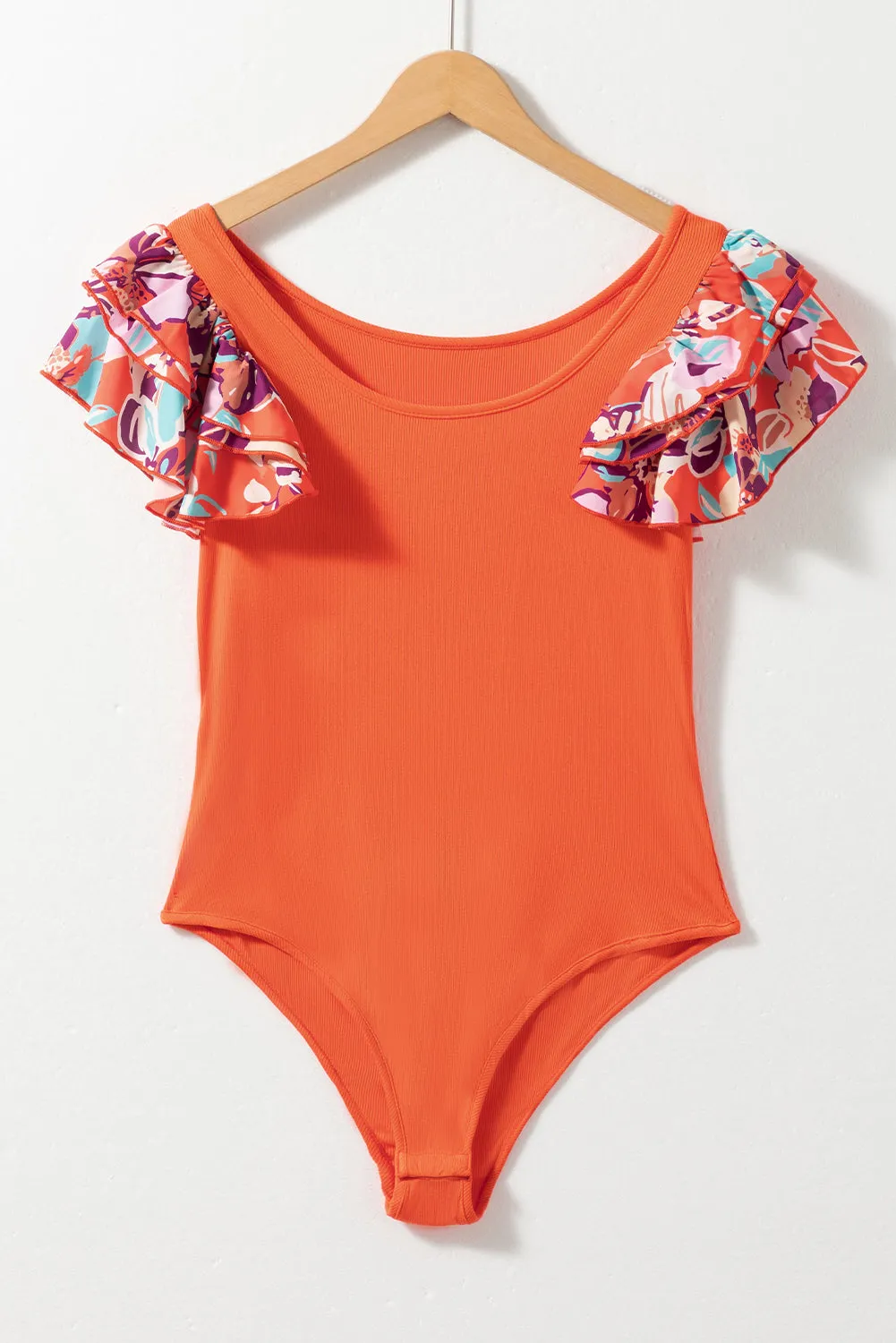 Ribbed Knit Tiered Ruffled Bodysuit