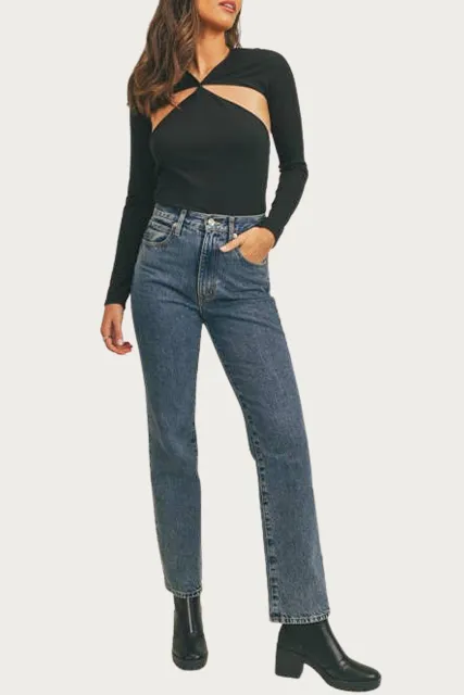 RIBBED OPEN-BACK CUTOUT BODYSUIT
