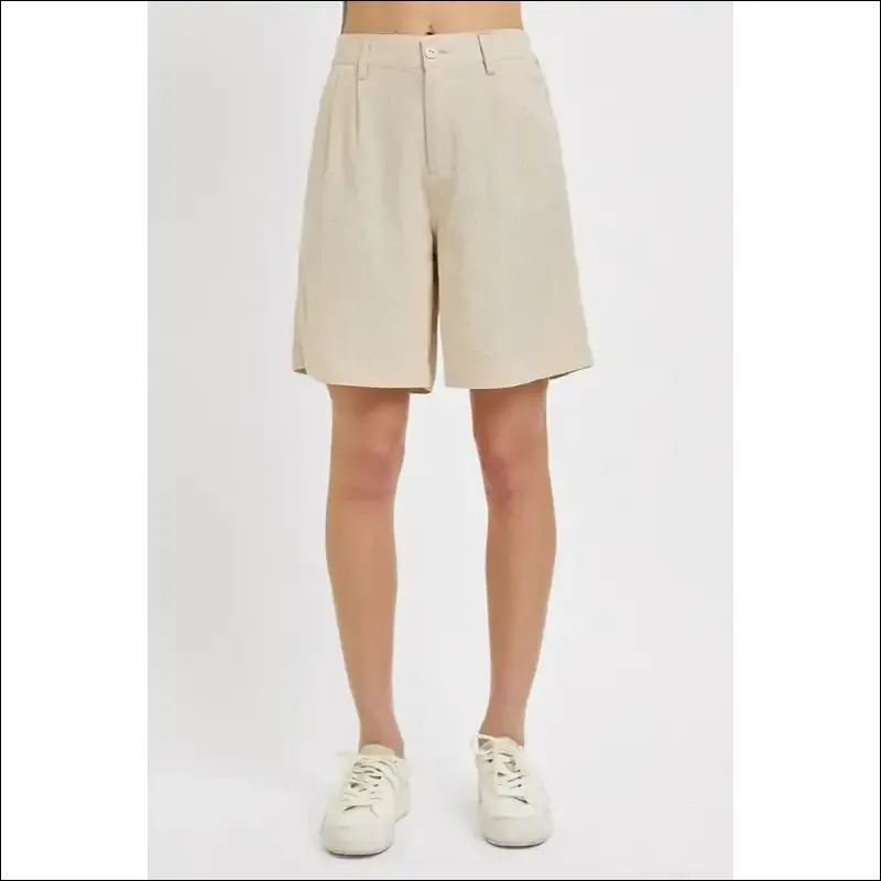 RISEN High Rise Pleated Front Shorts