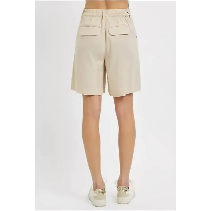 RISEN High Rise Pleated Front Shorts
