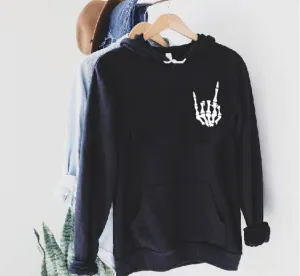 Rock On Skeleton Hoodie | Halloween Hoodie | Soft Unisex Fleece Hoodie