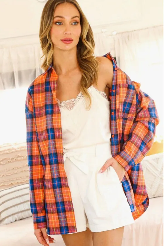 Roll-Up Sleeve Plaid Button Shirt My Store