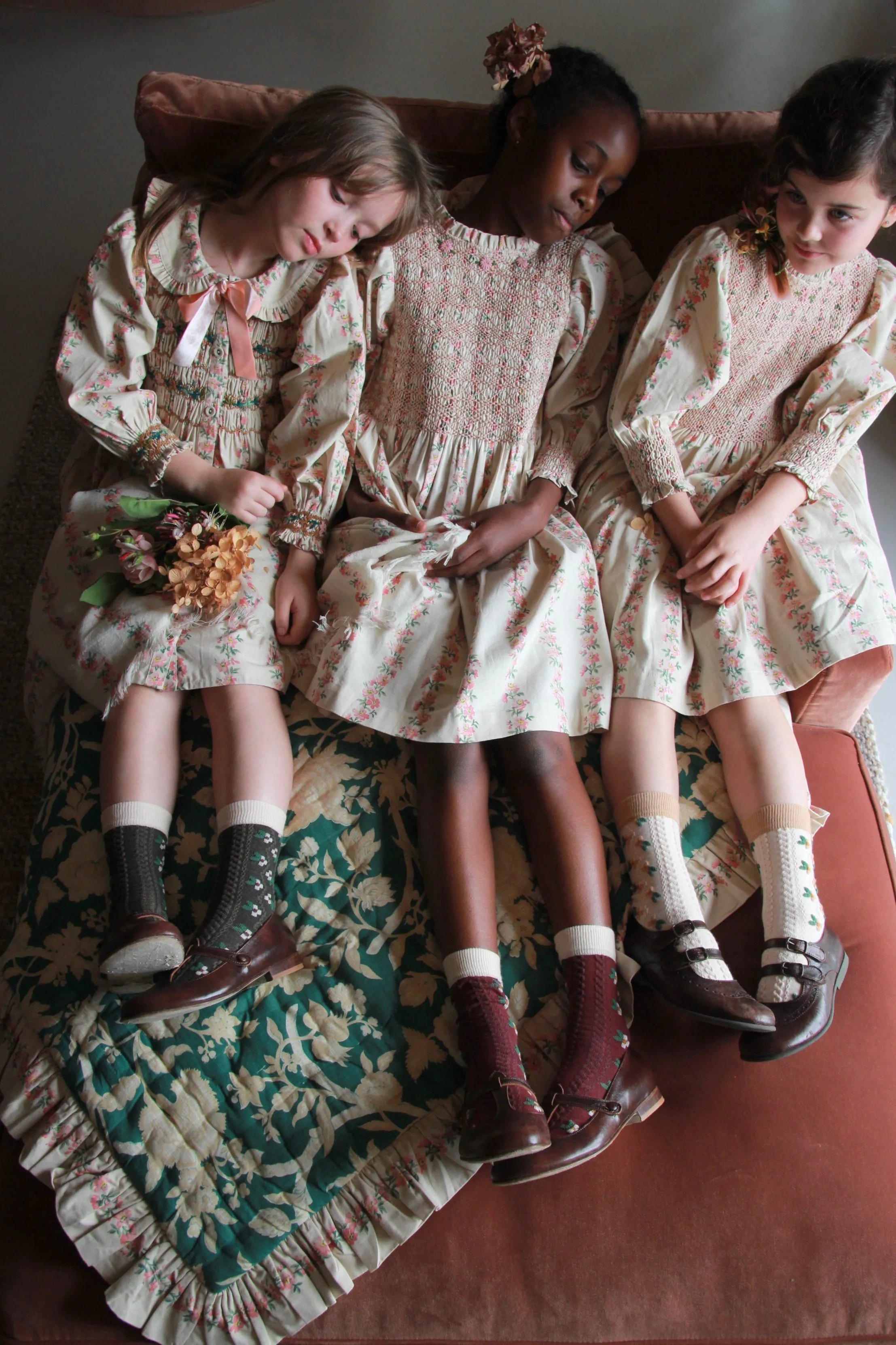 Romantic long tunic Farandole Stripes flowers