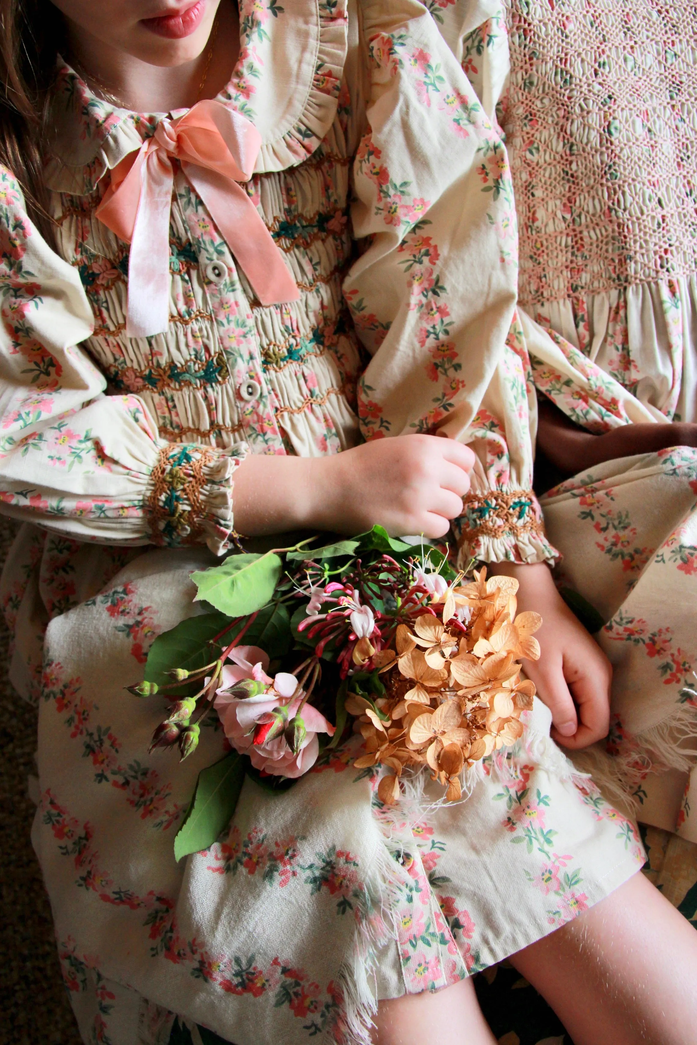Romantic long tunic Farandole Stripes flowers