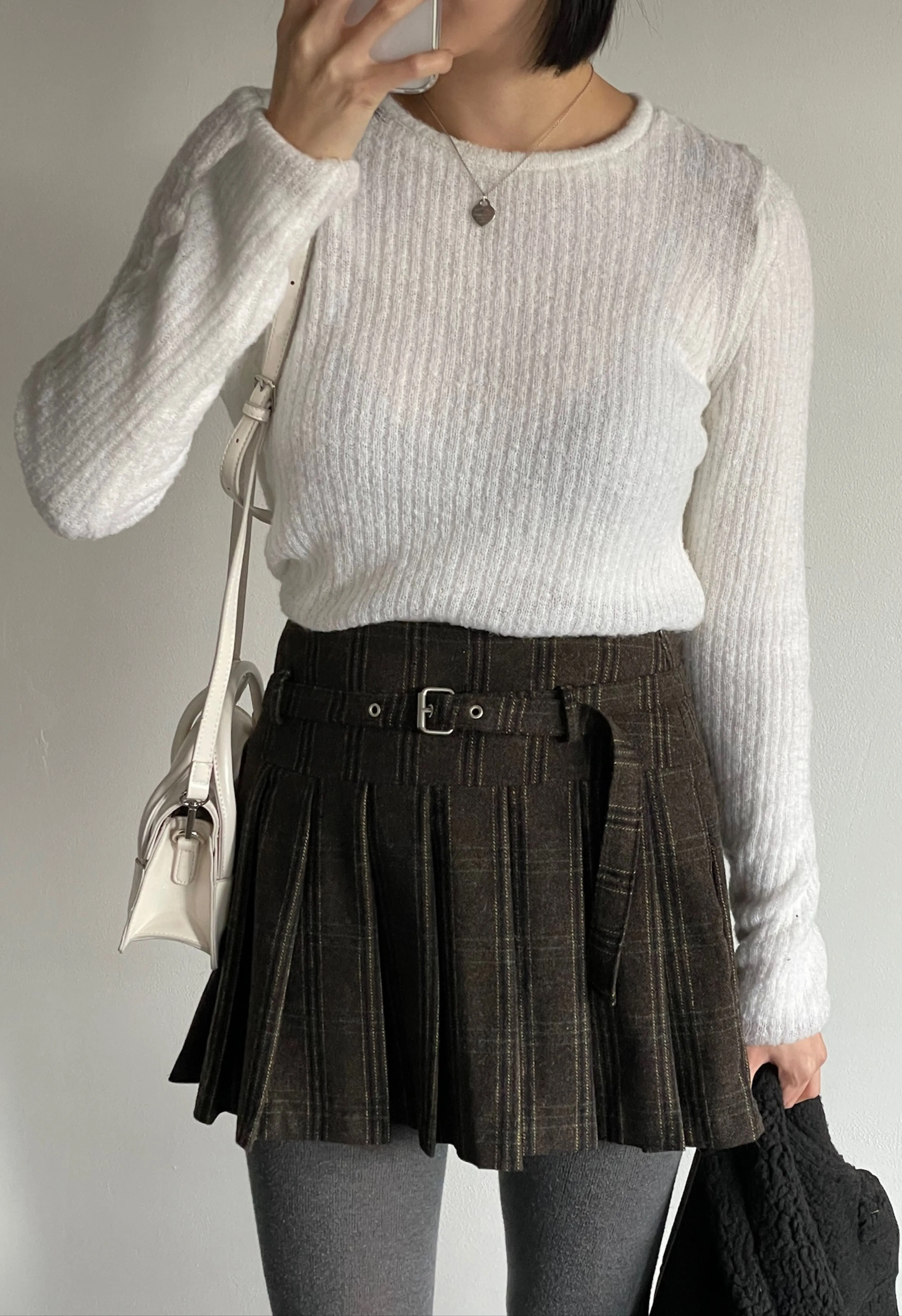 Rooney Pleated Plaid Wool Skirt