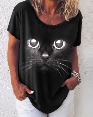 Round Neck Animal Printed T-Shirts Shirts Blouses