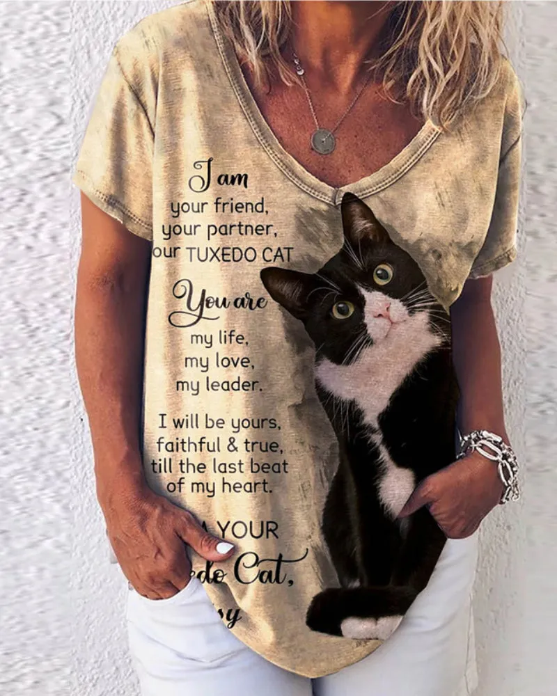 Round Neck Animal Printed T-Shirts Shirts Blouses
