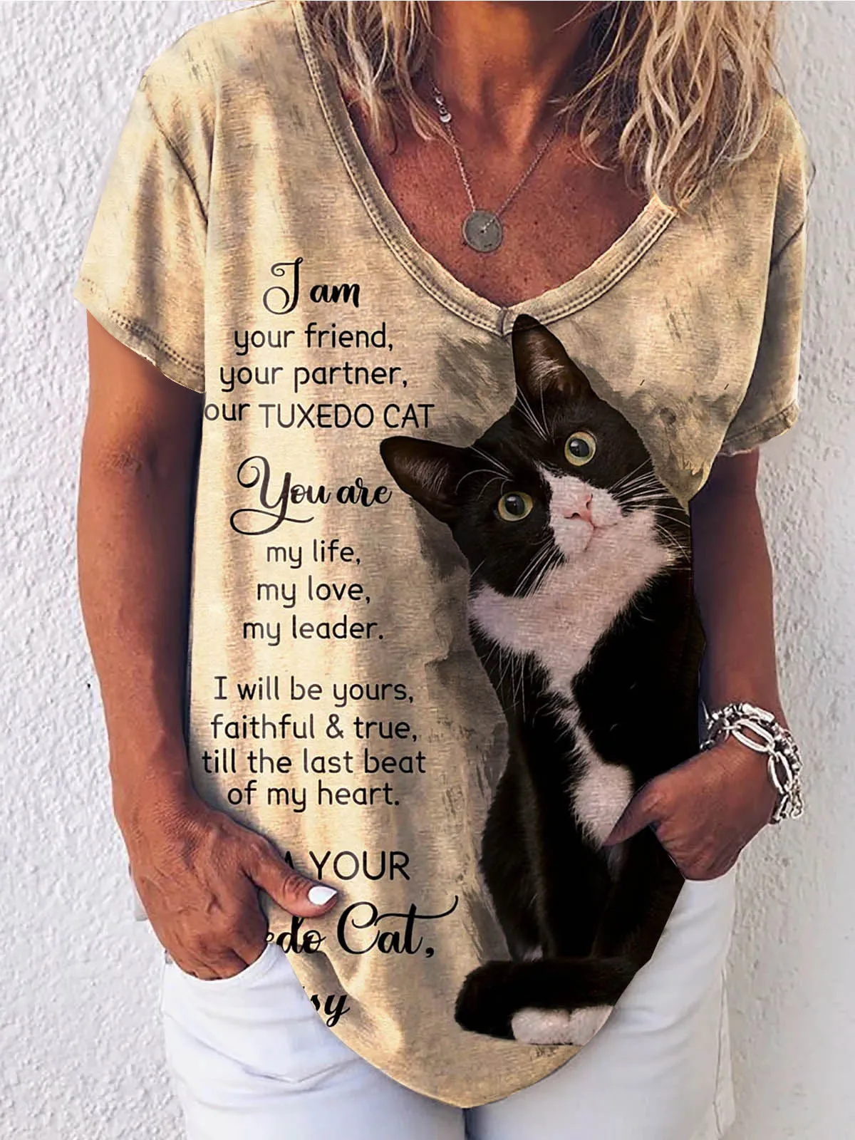 Round Neck Animal Printed T-Shirts Shirts Blouses