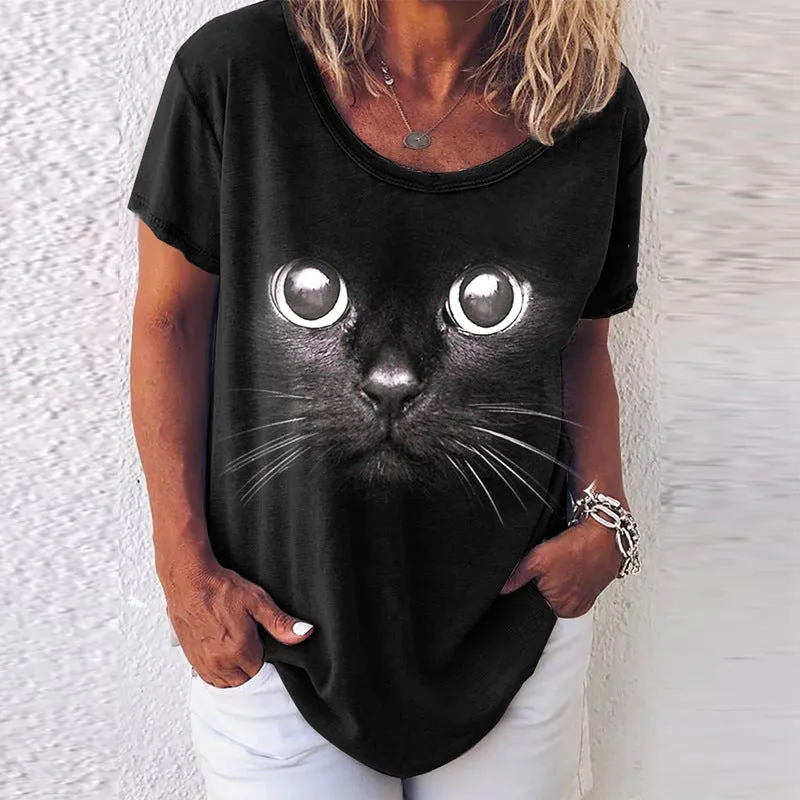 Round Neck Animal Printed T-Shirts Shirts Blouses