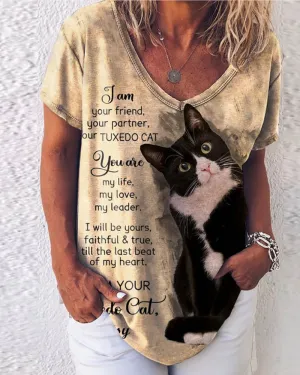 Round Neck Animal Printed T-Shirts Shirts Blouses