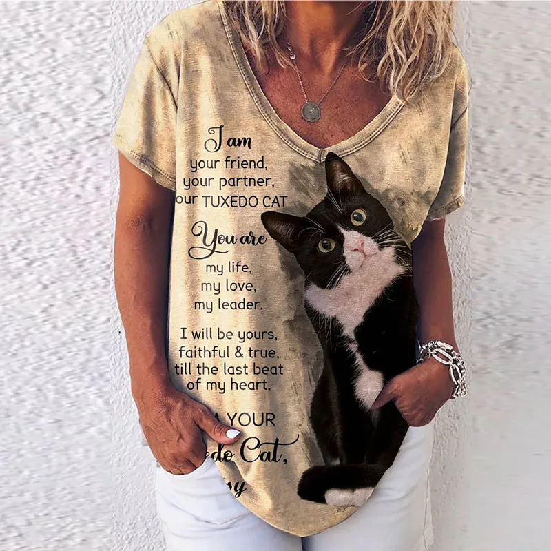 Round Neck Animal Printed T-Shirts Shirts Blouses