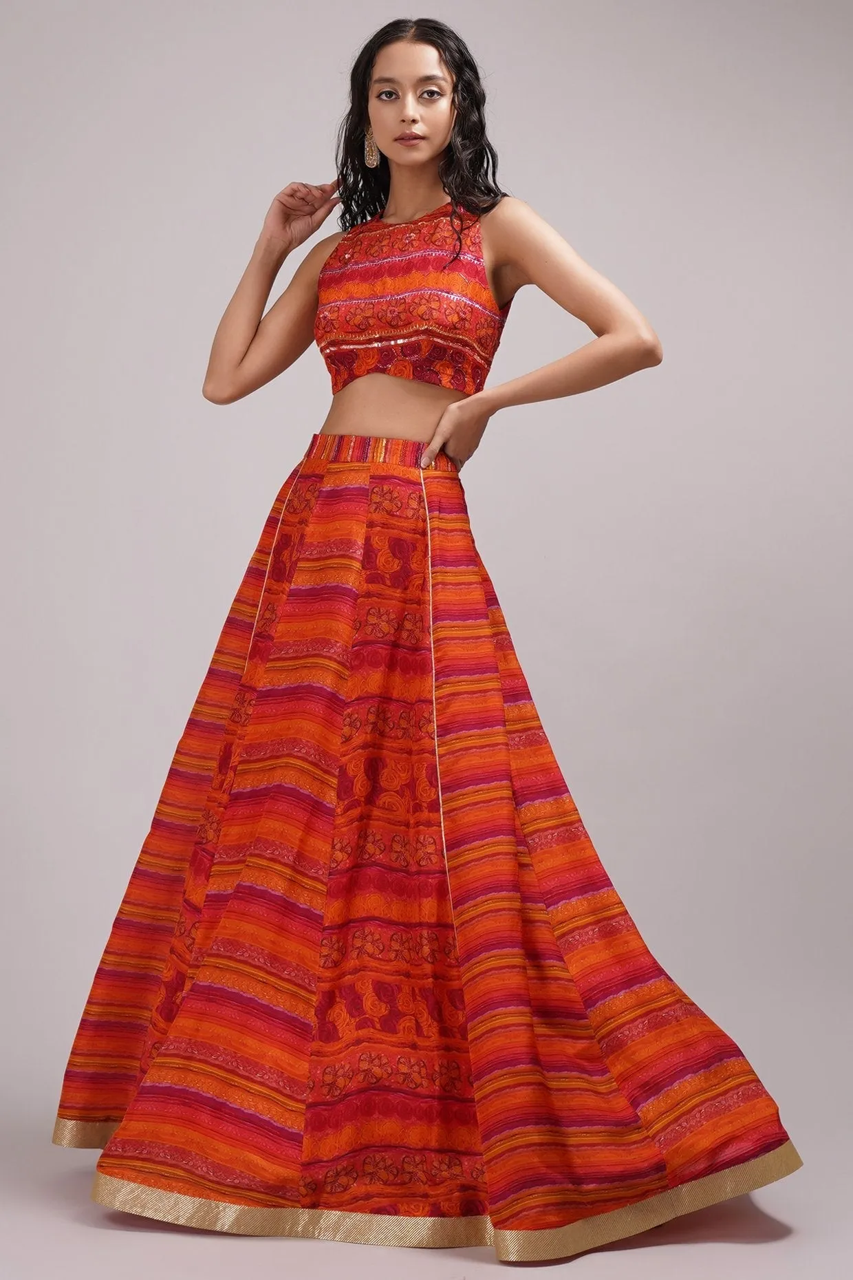 Round Neck Blouse Lehenga Set