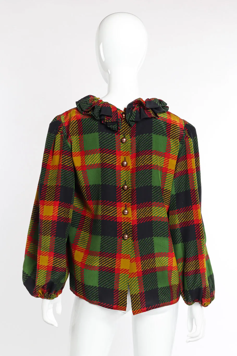 Ruffle Collar Houndstooth Blouse