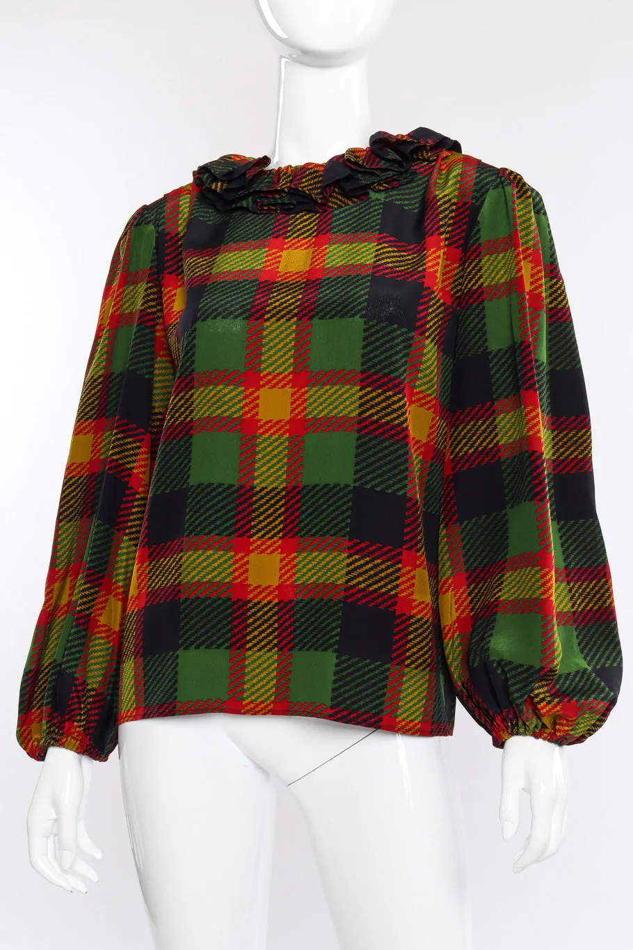 Ruffle Collar Houndstooth Blouse