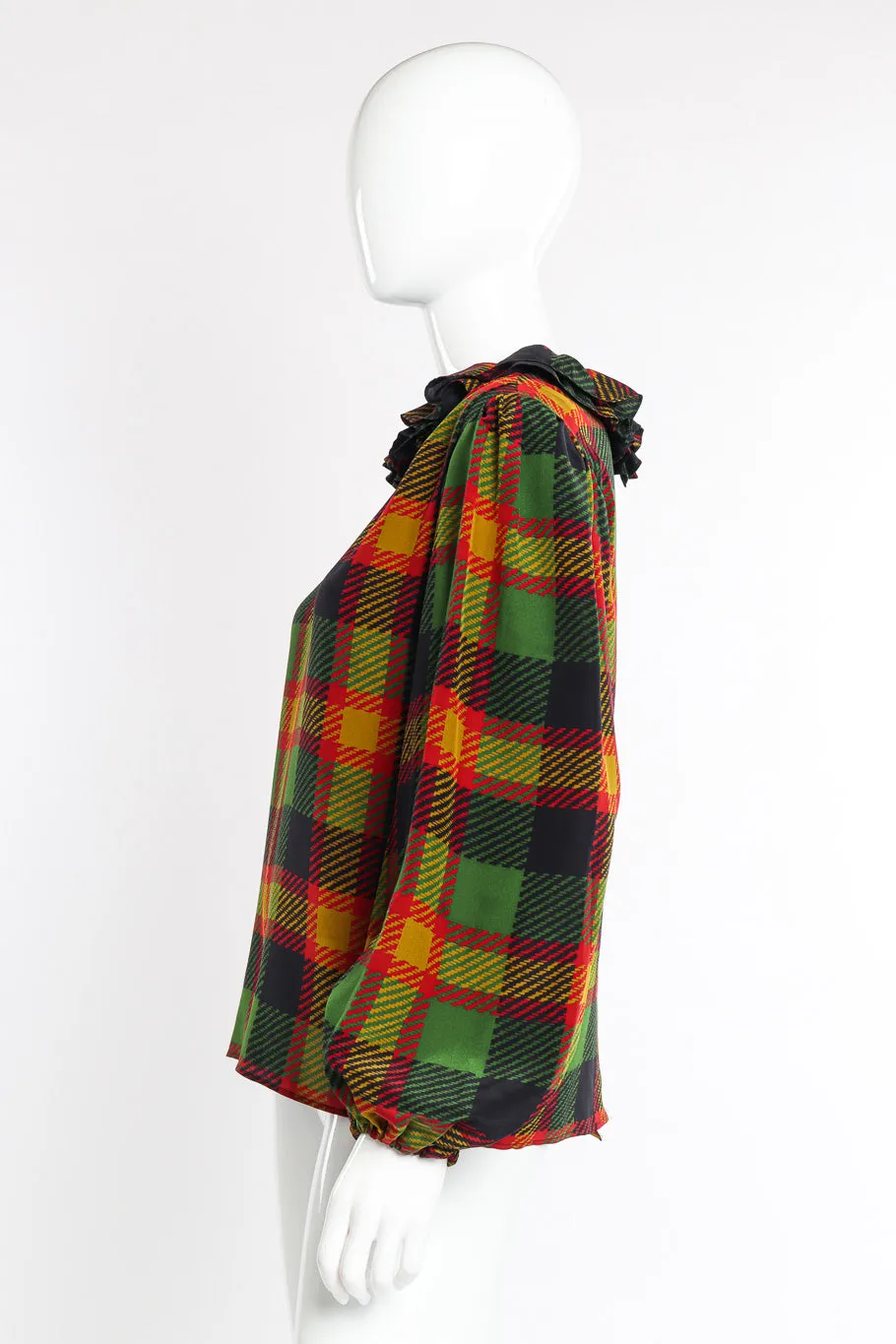 Ruffle Collar Houndstooth Blouse