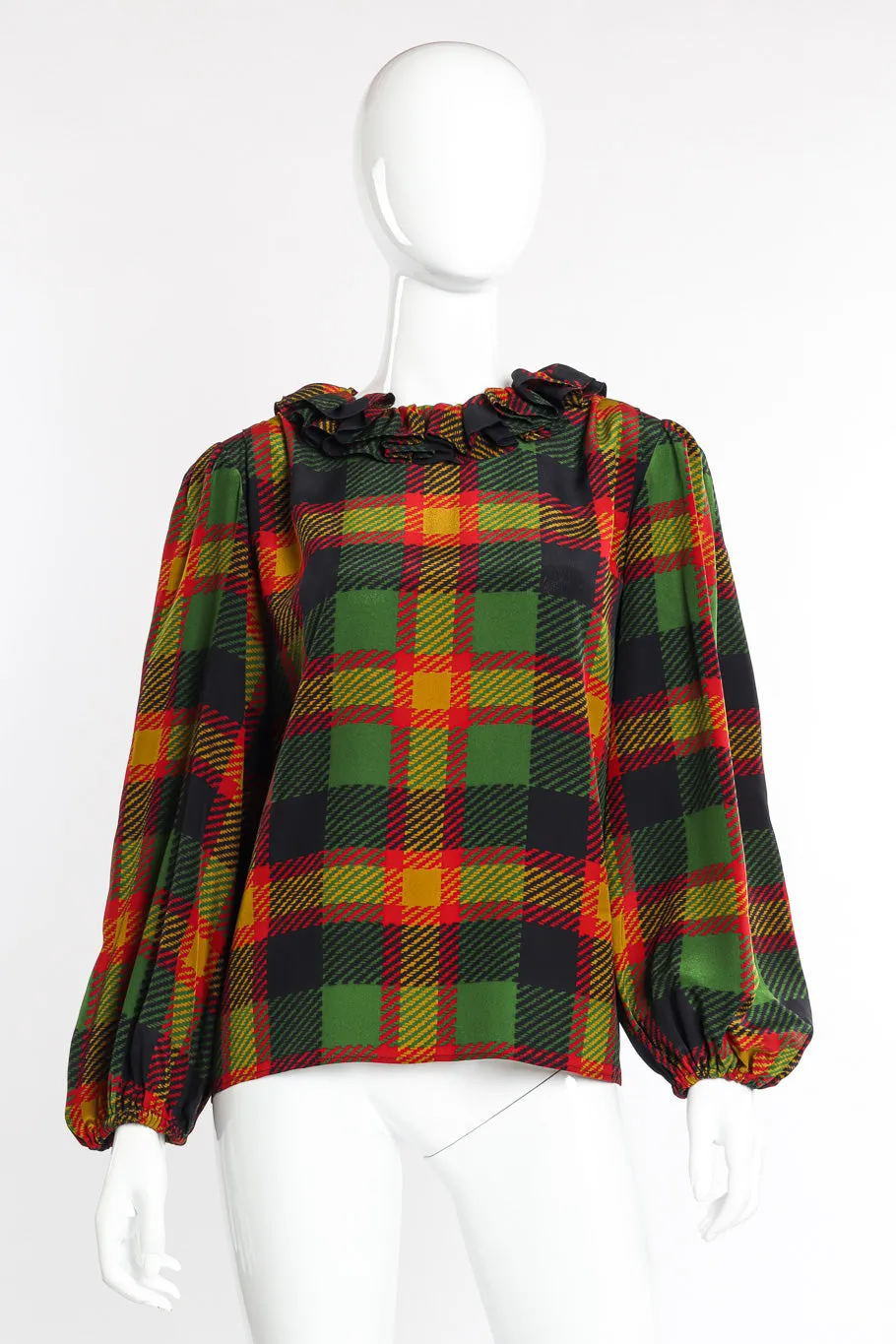 Ruffle Collar Houndstooth Blouse